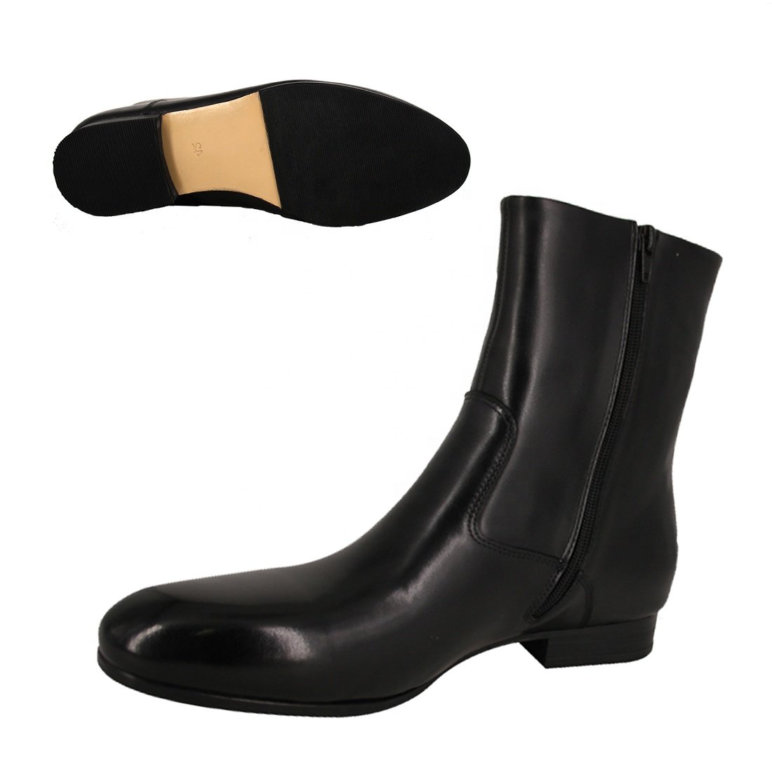 High quality black fashion leather boots -party leather boots-dress boots-leather sole