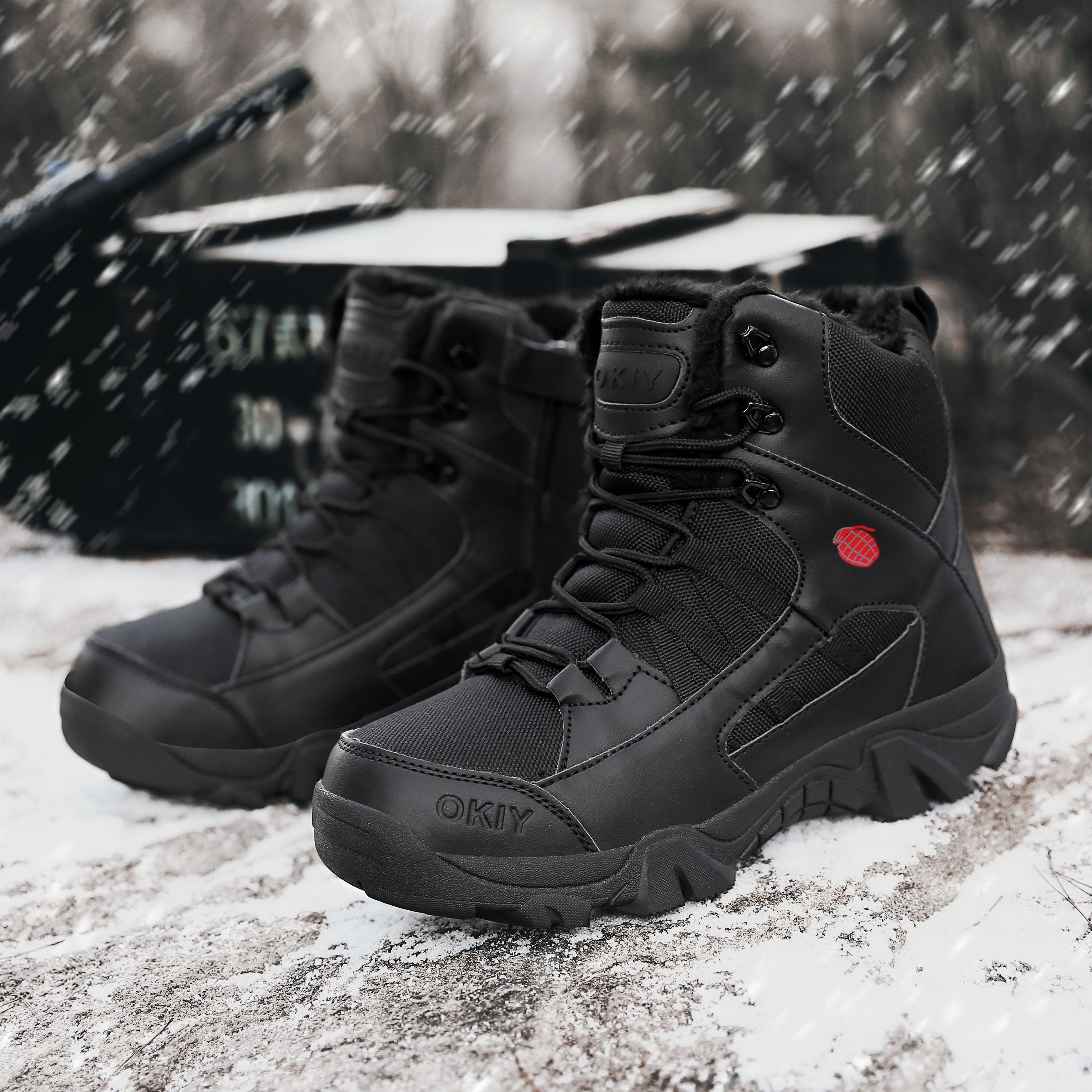 Wholesales Vintage Wild jungle Winter Fluzzy Cotton Velvet hiking Shoes Botas Snow Warm Combat Tactical Boots