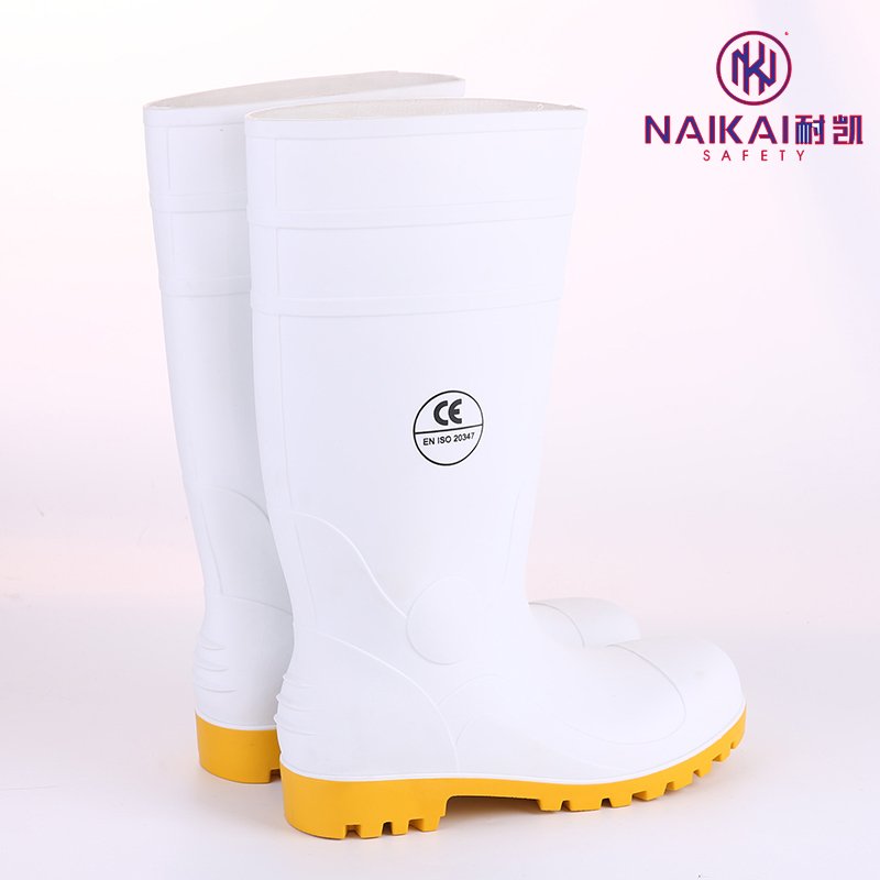 Steel Toe Boots For Food Industry Waterproof Pvc Safety Rain Boots White Rain Boots