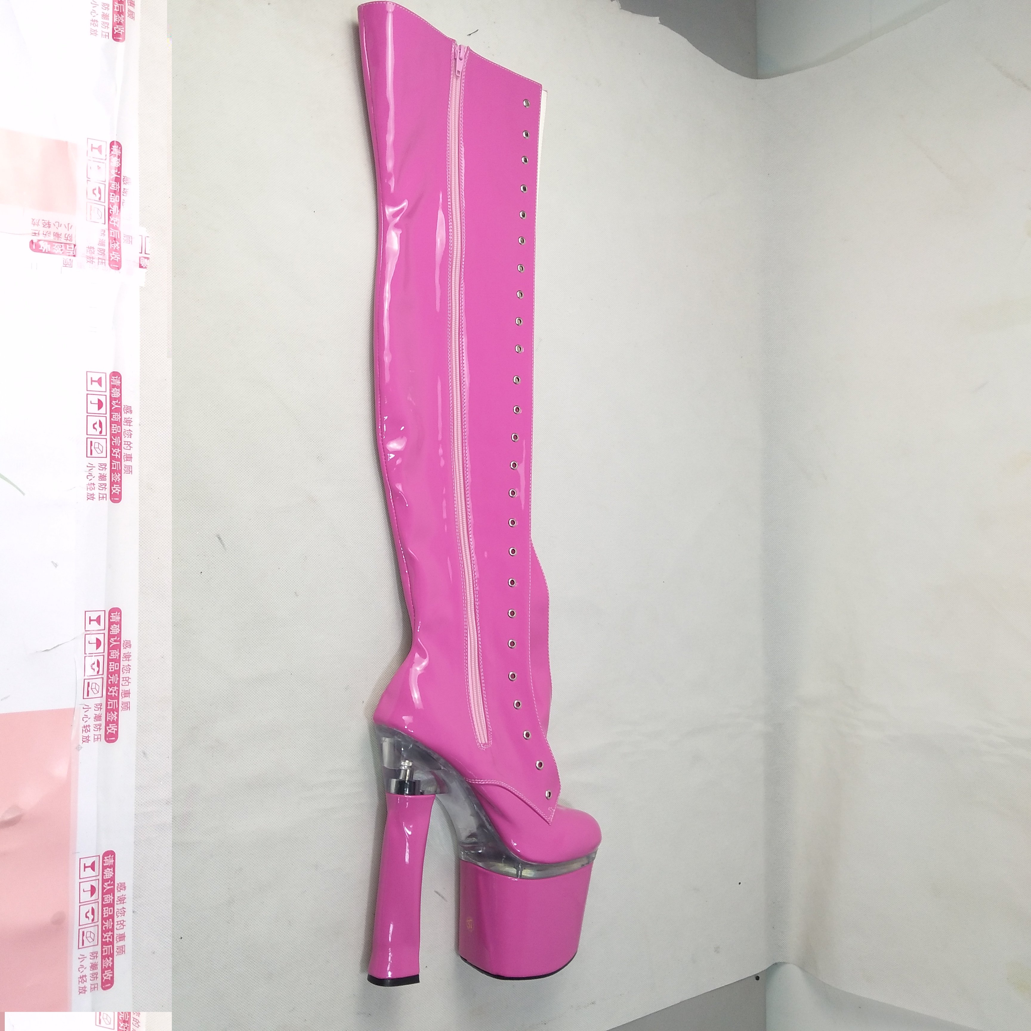 18cm thigh-heel above-knee pole dance boots with front lace-up Platform Pole Dance Women's Shoes