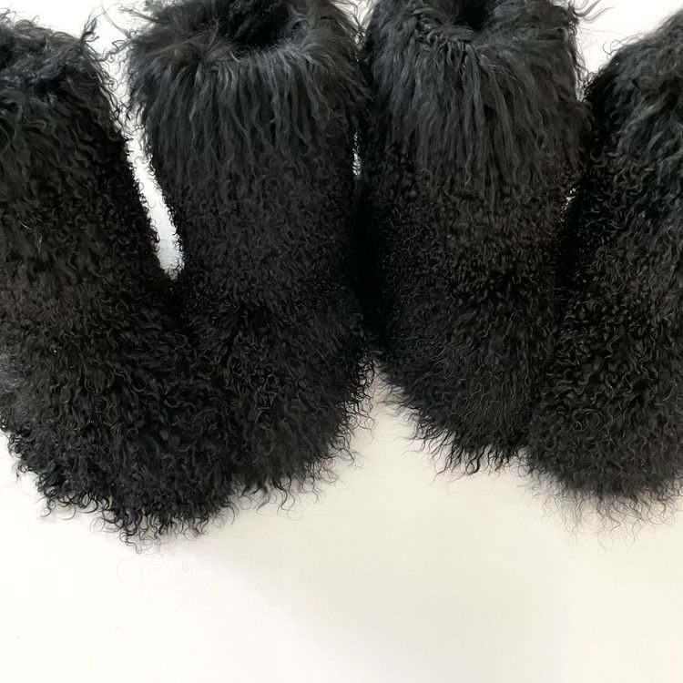 Customized Color and logo Factory price black winter real Mongolian fur boots for women