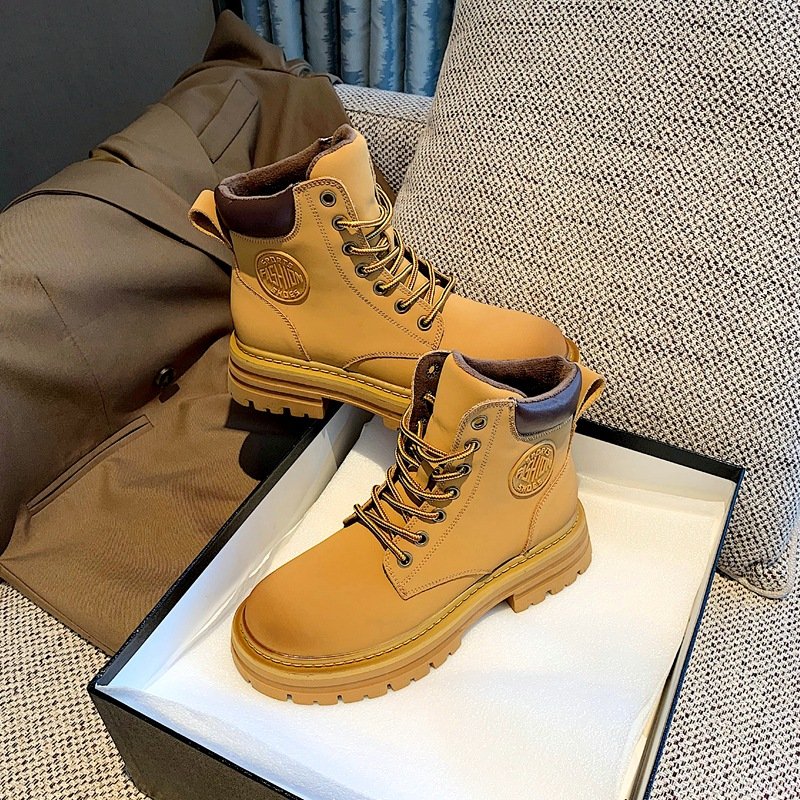 2024 Hot Sale Women Boots British Style Rhubarb boots female New Kicks Biker Thick Bottom Short Boots