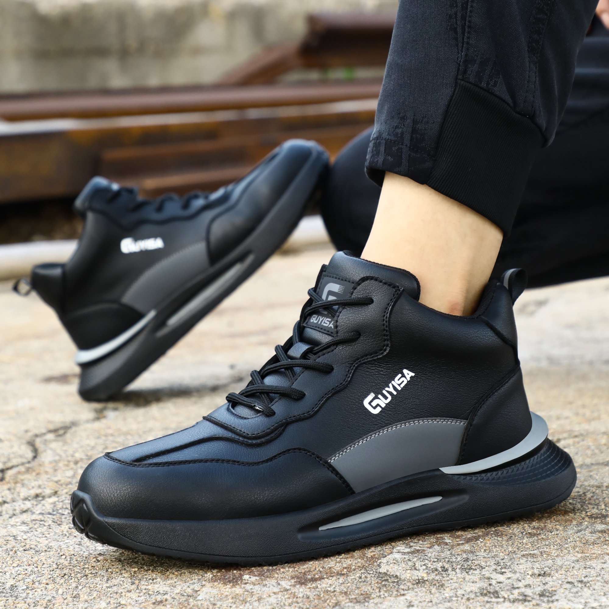Men's Factory Direct PU Outsole Lightweight Breathable Steel Toe Safety Work Boots
