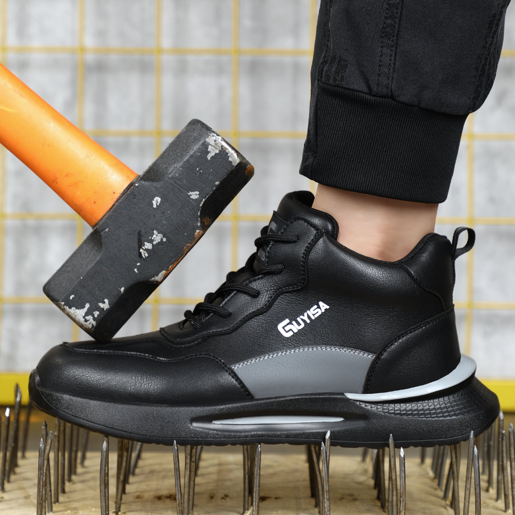 Men's Factory Direct PU Outsole Lightweight Breathable Steel Toe Safety Work Boots