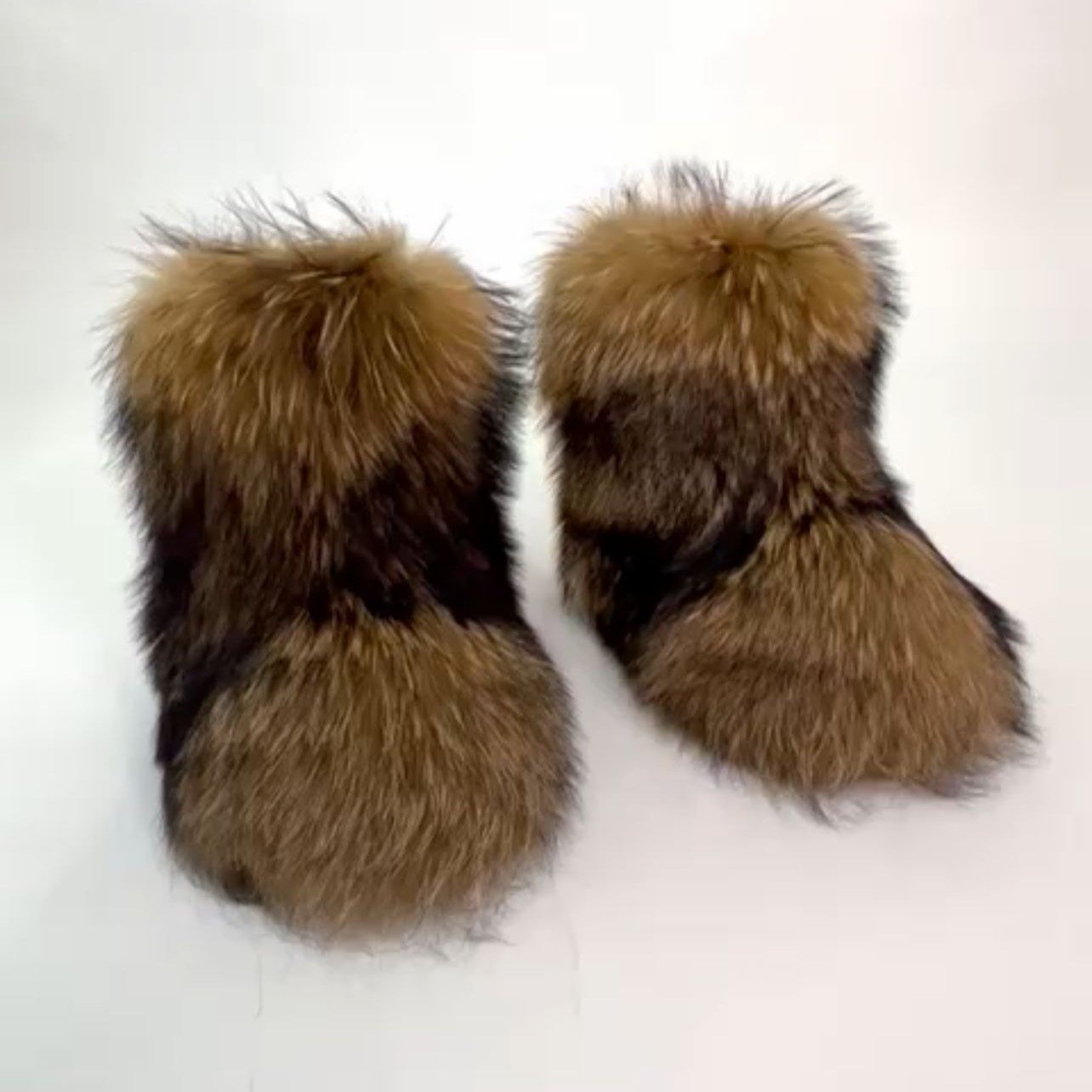 Winter Raccoon Furry Fluffy Fuzzy Snow Boots For Women Fur Boots Women Fur Heel Boots