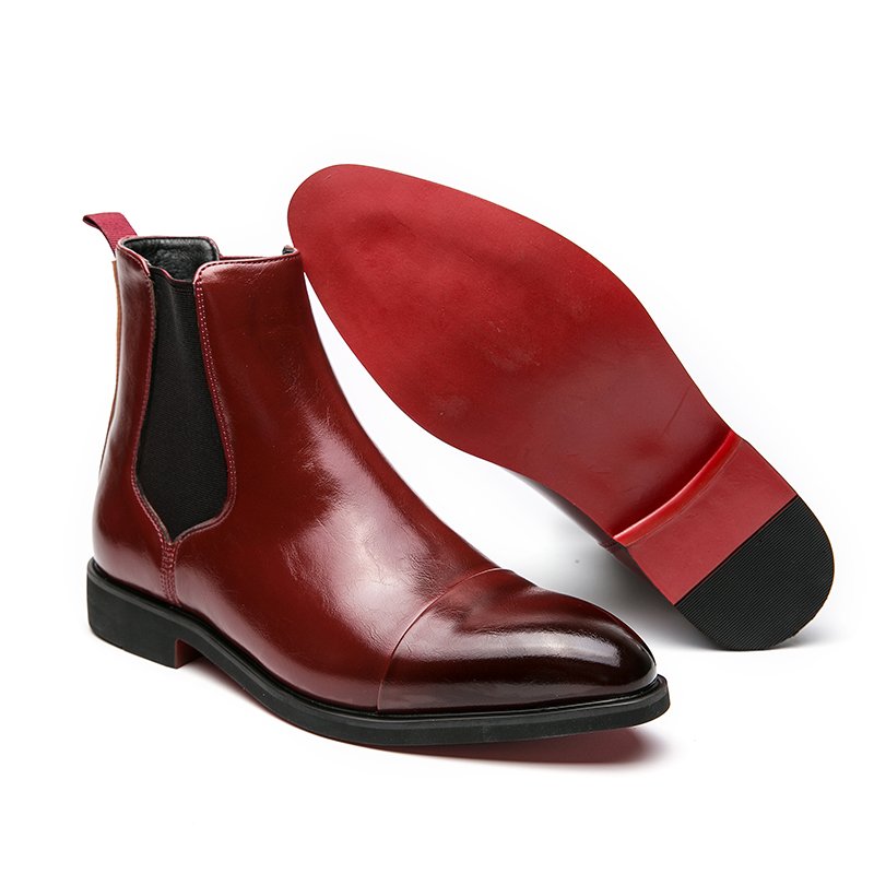 New 2024 Products Mens Fashion Heightening Slip on High Ankle Boots For Men Shoes Microfiber Leather Casual Dress Shoes