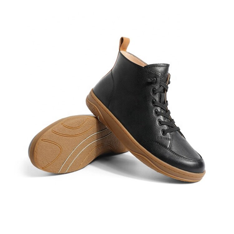 Customized New Design Fashion Black+Tan Leather Upper Kids Children Winter Ankle Boots