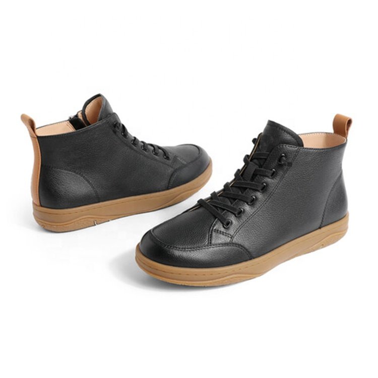 Customized New Design Fashion Black+Tan Leather Upper Kids Children Winter Ankle Boots