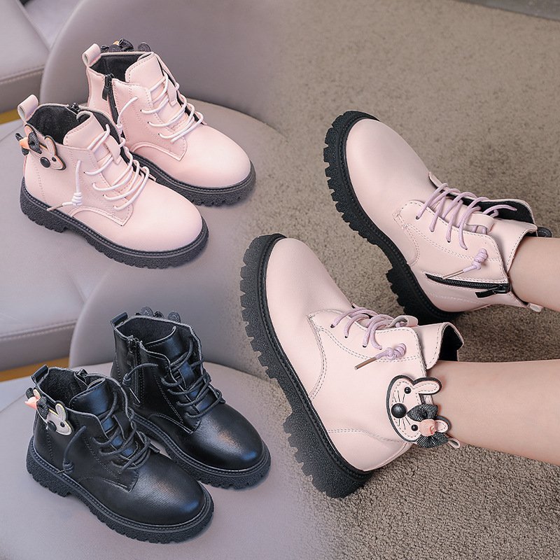 kids winter high quality ankle boots new soft soled girls' British style princess shoes for children