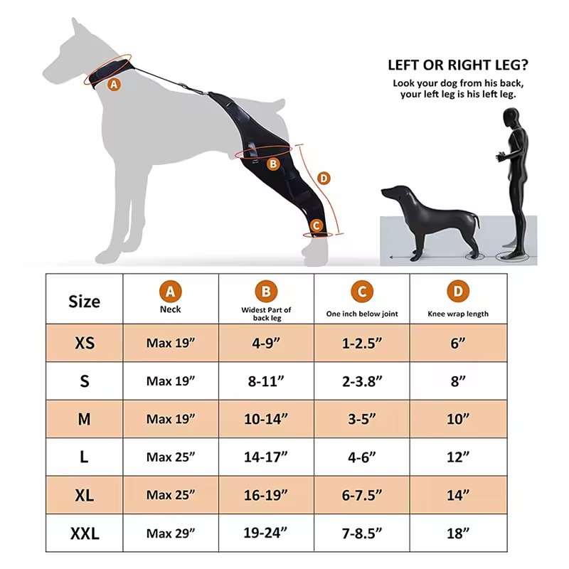 Wholesale Professional Protective Adjustable Neoprene Dog Boots Leg Protector Dog Brace Dog Knee Brace Support