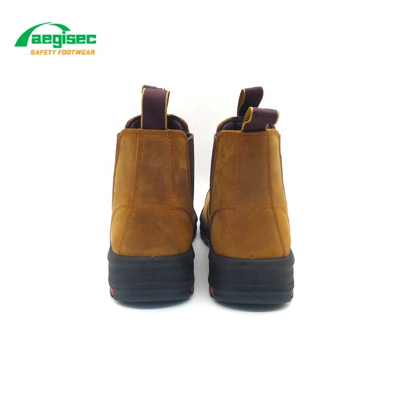AEGISEC mining safety shoes crazy horse hiking safety toe boots anti slip puncture resistant working shoes for men boots