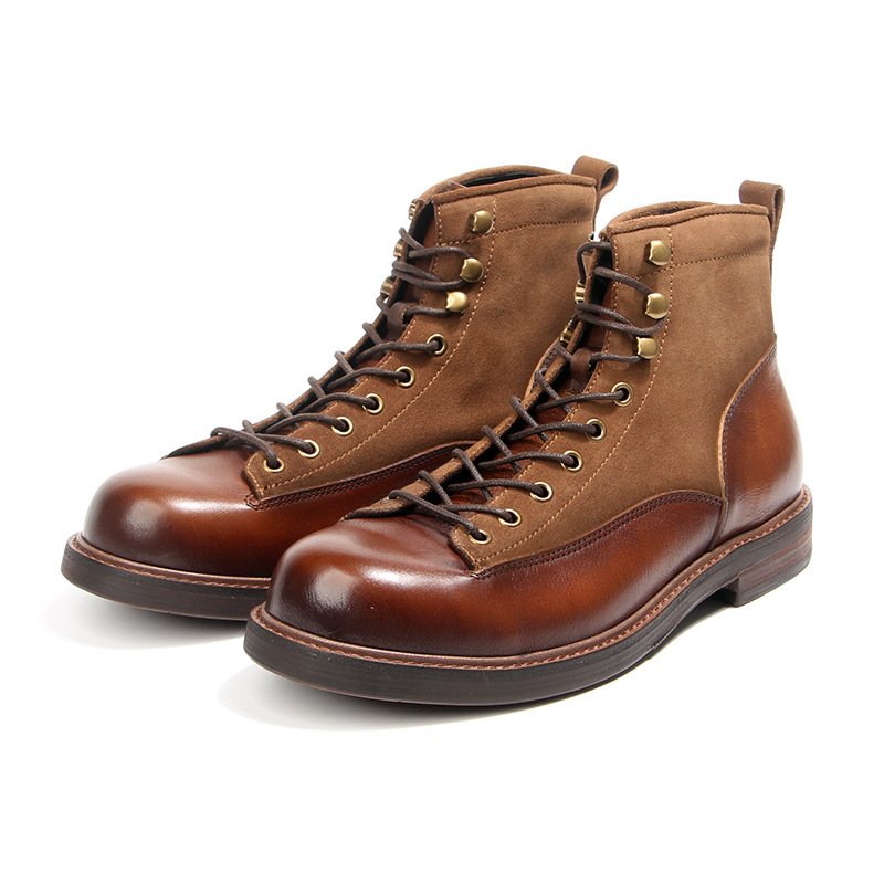 Men'S Boots Leather Boots Plus Velvet Warming In Winter Goodyear Stitching Technology Boots