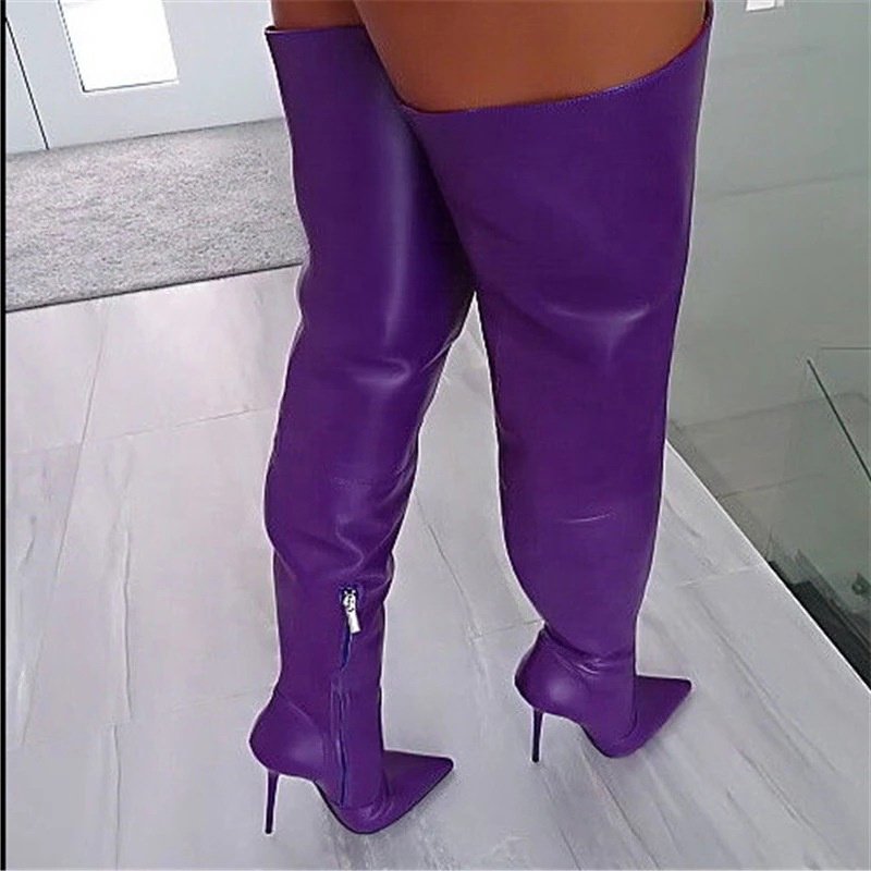2021 New Arrival Autumn Winter Sexy Women High Heel Boots Pointed Toe Side Zipper-Up Stiletto Heels Over The Knee Women Boots