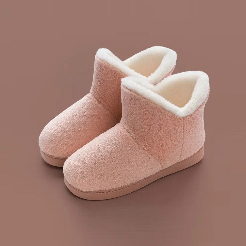 Custom Logo Winter Warm Plush Anti-slip Ankle Boots Women Girls Fuzzy Indoor Bootie Indoor Shoes