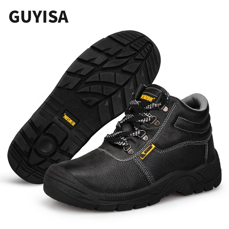 GUYISA Brand safety boots OEM wear-resistant iron-soled waterproof lychee leather outdoor work iron toe safety boots