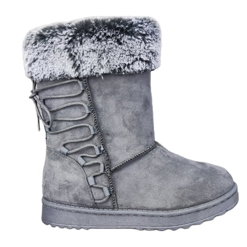 Factory Direct Wholesale High Quality Winter Custom Logo Snow Mid Boots Women Shoes 2024 Faux Fur Snow Boots