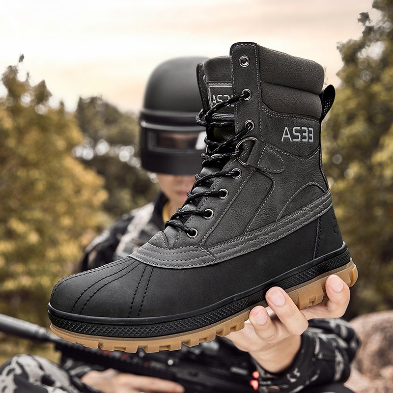 Wholesale High Top Tactical Boots for Men Non-slip Waterproof Camouflage Outdoor Hiking Shoes in Winter Lightweight Zip Closure