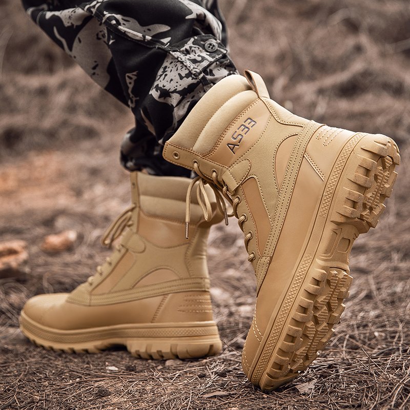 Wholesale High Top Tactical Boots for Men Non-slip Waterproof Camouflage Outdoor Hiking Shoes in Winter Lightweight Zip Closure