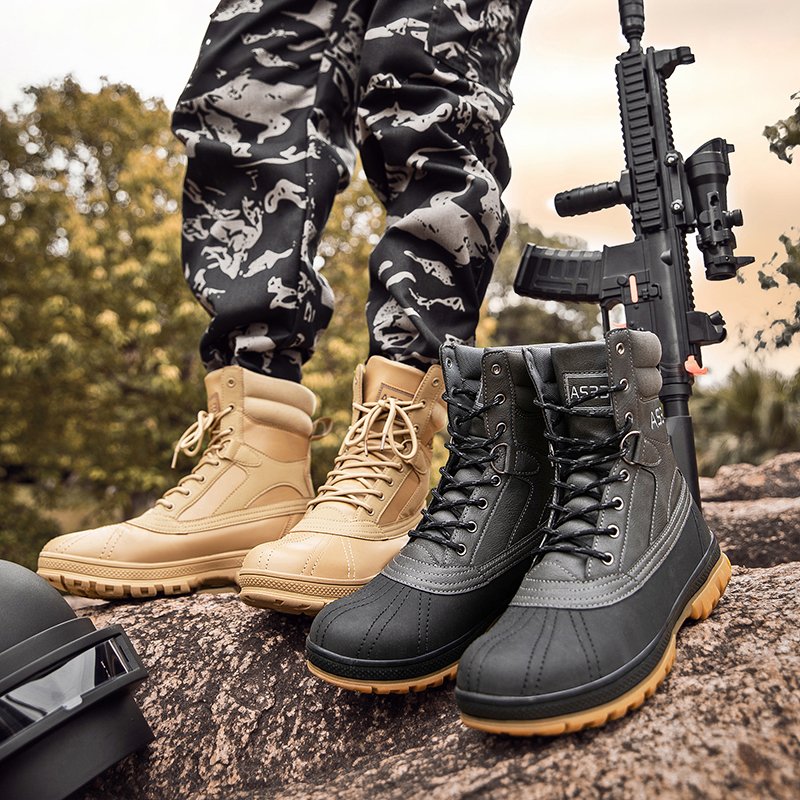 Wholesale High Top Tactical Boots for Men Non-slip Waterproof Camouflage Outdoor Hiking Shoes in Winter Lightweight Zip Closure