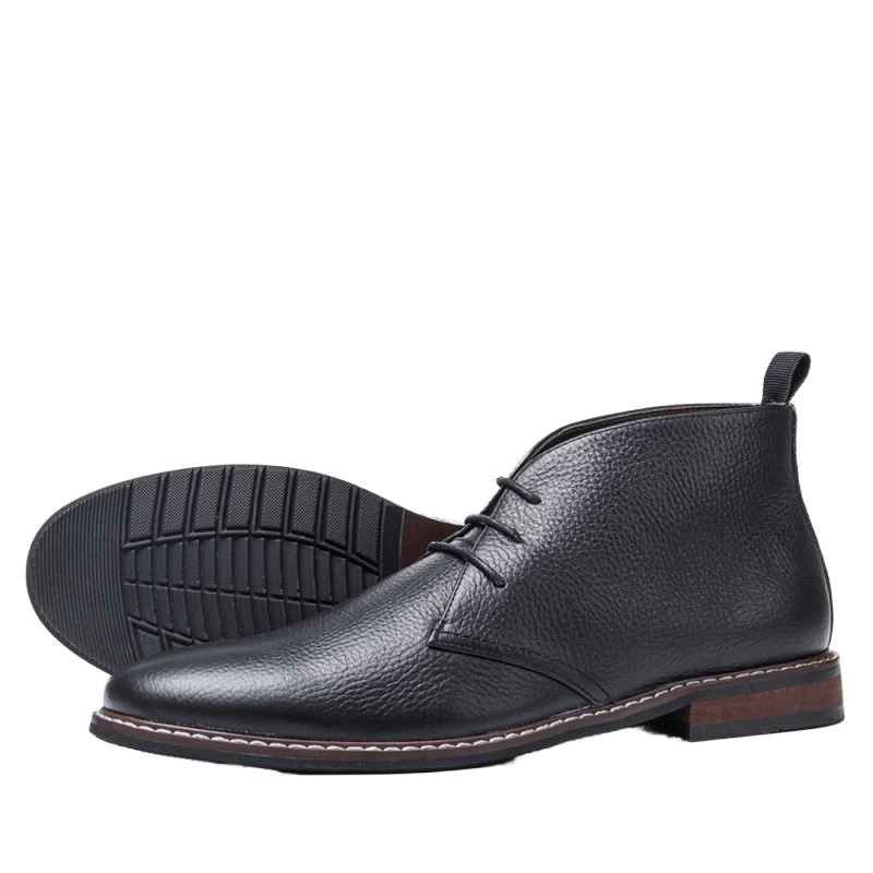Designer Men's Black Ankle Boots Handmade Genuine Leather Chukka Style Lace-Up Closure for Winter Work Western Style