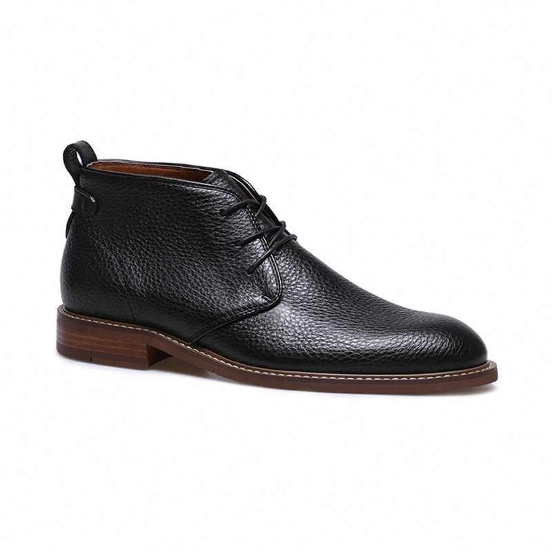 Designer Men's Black Ankle Boots Handmade Genuine Leather Chukka Style Lace-Up Closure for Winter Work Western Style