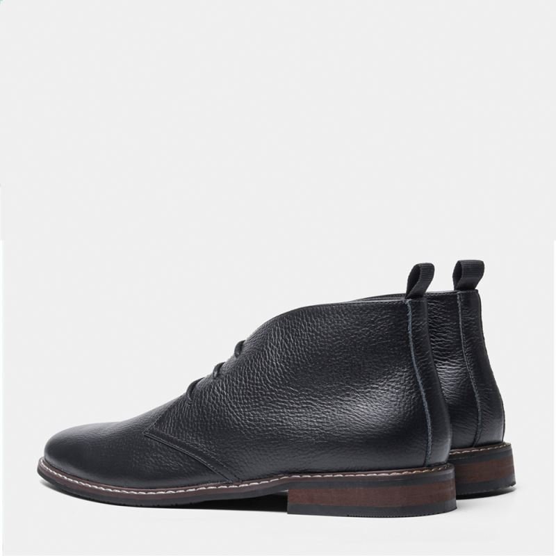 Designer Men's Black Ankle Boots Handmade Genuine Leather Chukka Style Lace-Up Closure for Winter Work Western Style