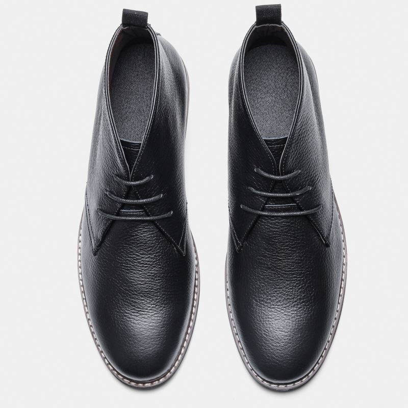 Designer Men's Black Ankle Boots Handmade Genuine Leather Chukka Style Lace-Up Closure for Winter Work Western Style