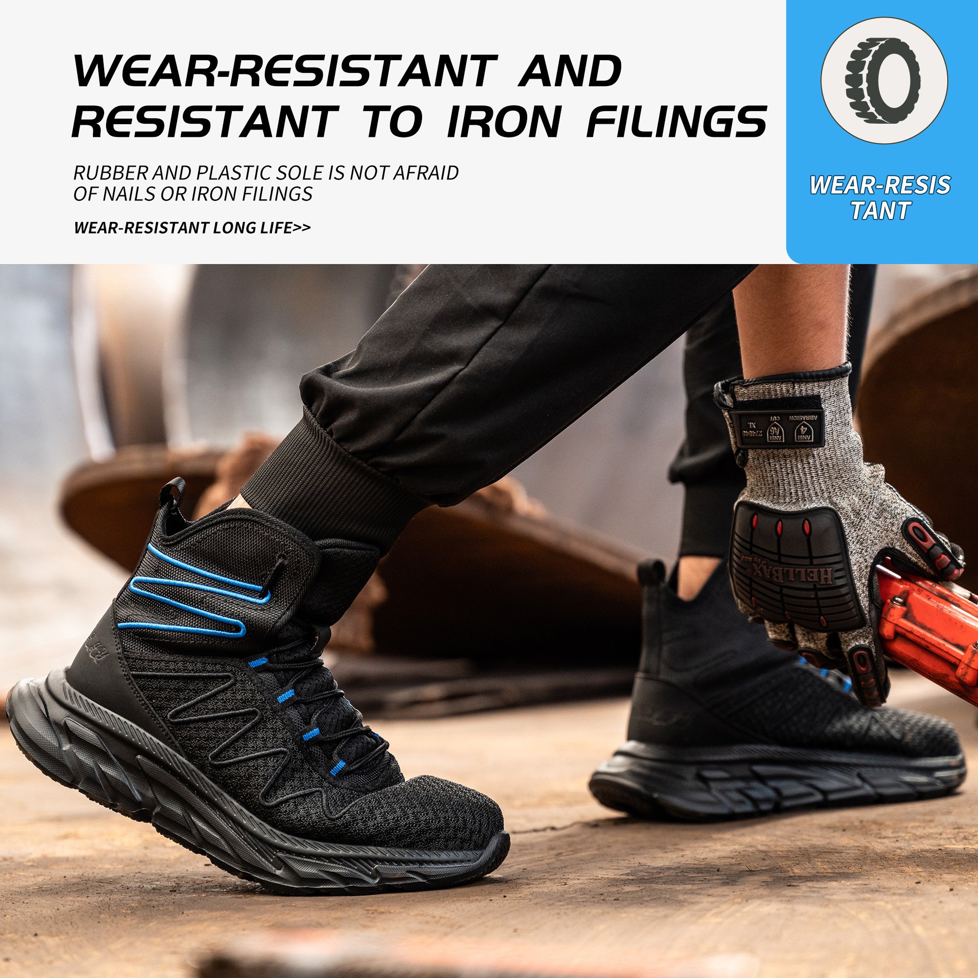 Lightweight and Comfortable Sport Fashion Work safety boots Steel Toe Security Boots lights Safety shoes for men
