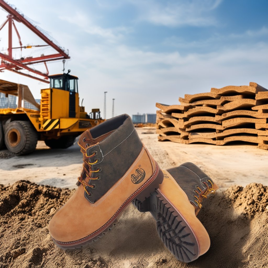 High Quality Brown Cow Leather Safety Work Boots for Men Summer-Winter Spring-Autumn Embossed Logo Steel Toe PU Insole