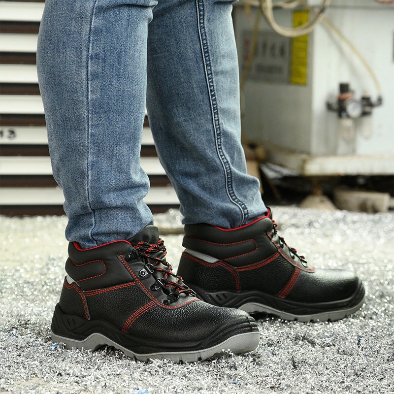 Genuine Leather Waterproof Oil Resistant Anti Slip Work Boots Mining Industrial Anti Impact Steel Toe Safety Shoes For Men Women