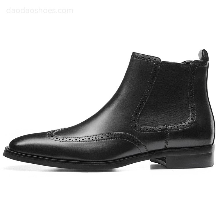 Fashion chelsea ankle boots men homens wing tip genuine leather chelsea boot