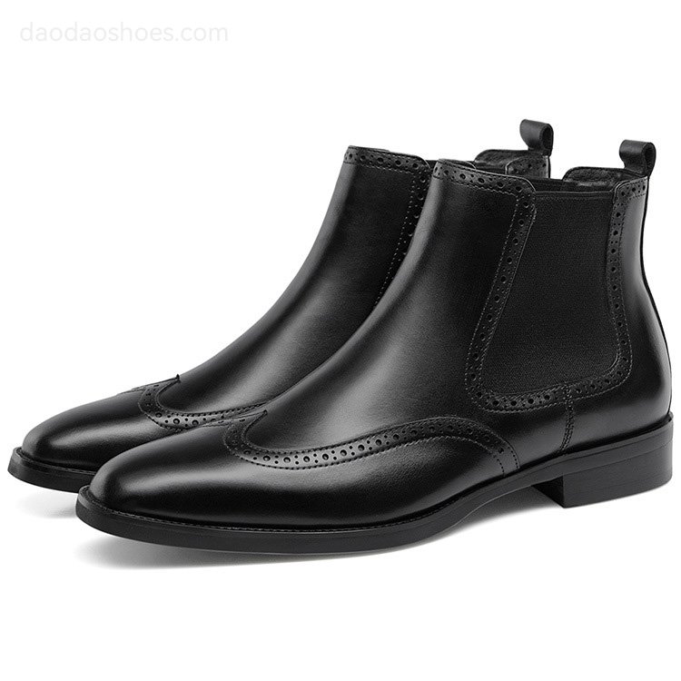 Fashion chelsea ankle boots men homens wing tip genuine leather chelsea boot