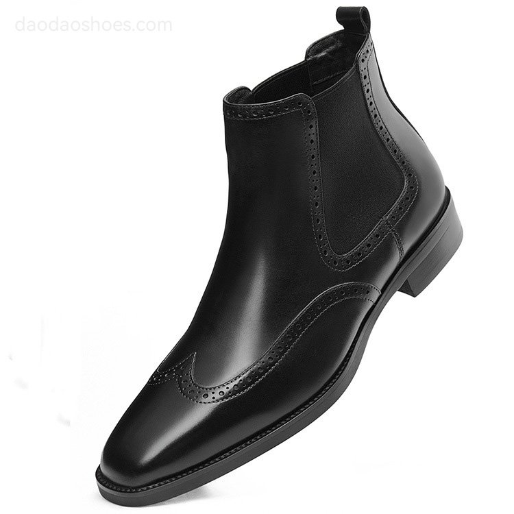 Fashion chelsea ankle boots men homens wing tip genuine leather chelsea boot