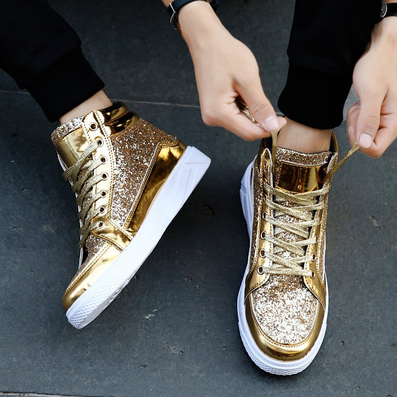 Lace-Up PU Leather High Top Casual Shoes