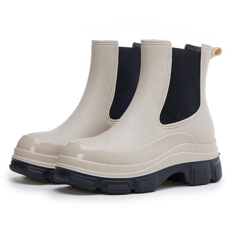 Fashion Women ankle rain boots to keep warm PVC ladies slip-on snow boots waterproof walking sandals Hunting PVC boots