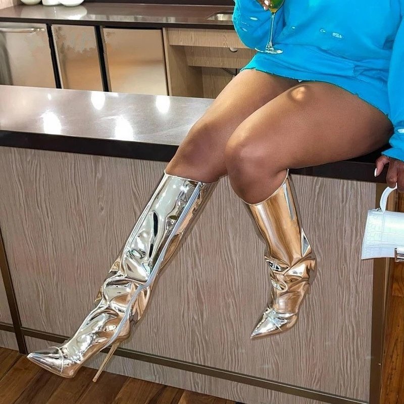 New Hot Pink White Boots Women Pink Designer Alaska suede knee-high boots