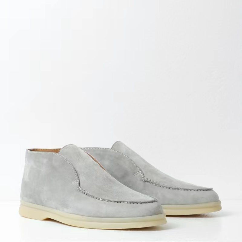 Men's Brown Leather Ankle Boots Open Jogging Casual Shoes Frosted Large Size Comfortable Flat Luxury Height Increasing Summer