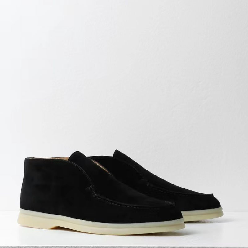 Men's Brown Leather Ankle Boots Open Jogging Casual Shoes Frosted Large Size Comfortable Flat Luxury Height Increasing Summer
