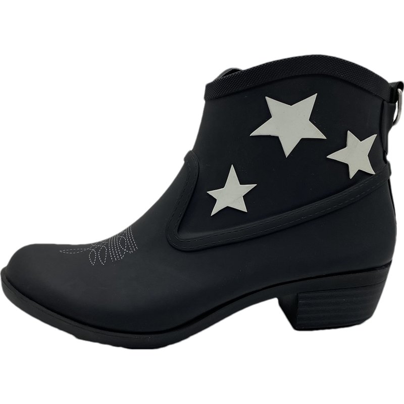 Women's Hot Fashion Style Black Star Elastic Garden for Work Hiking Climbing Rubber Rain Boots for Ladies