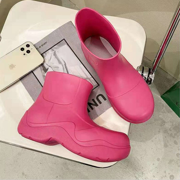 New Solid Color Round Toe Shoes Thick Soled Short Rain Boo Women Ladies Rain Boots