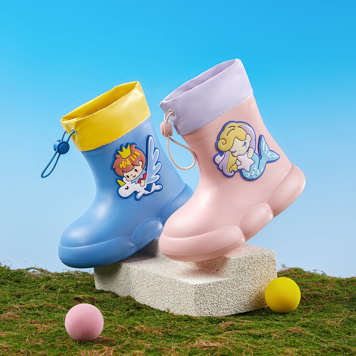 Cheerful Mario Children rain shoes Boys and girls rain boots outdoor waterproof lightweight non-slip rain shoes kindergarten