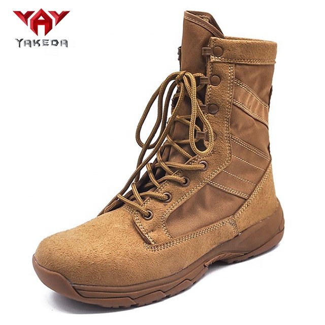 Yakeda wholesale side zipper boots suede shoes camping combat Rubber Outsole Upper high ankle genuine leather boots for mens