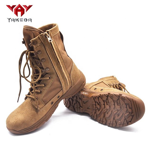 Yakeda wholesale side zipper boots suede shoes camping combat Rubber Outsole Upper high ankle genuine leather boots for mens