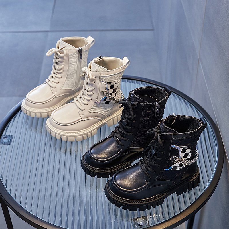 Fashion Designer Latest Design Girls Shoes Wholesale Outdoor Lace-up Children Ankle Boots Casual Style Rubber Safety Boots Kids