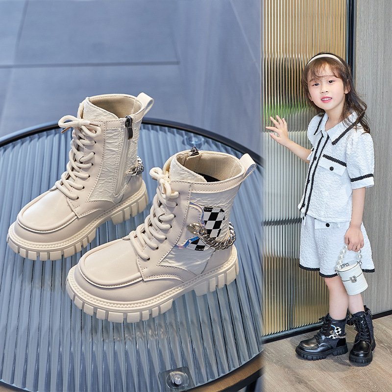 Fashion Designer Latest Design Girls Shoes Wholesale Outdoor Lace-up Children Ankle Boots Casual Style Rubber Safety Boots Kids