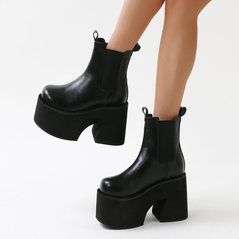 Ankle Boots Women Fashion High Platform Shaped High Heel Boots Chunky Heels Zipper Designer Shoes 44 Platform Shoes Women Shoes