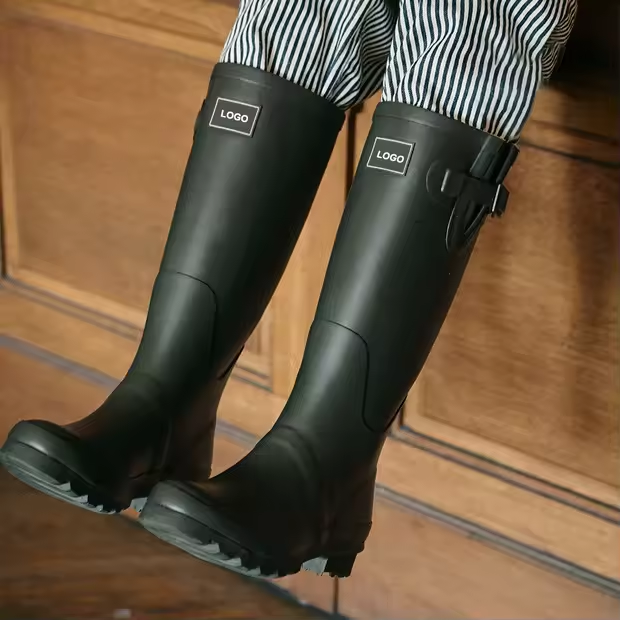 Custom Logo Fashion New Style Women Waterproof Natural Rubber Rain Boots