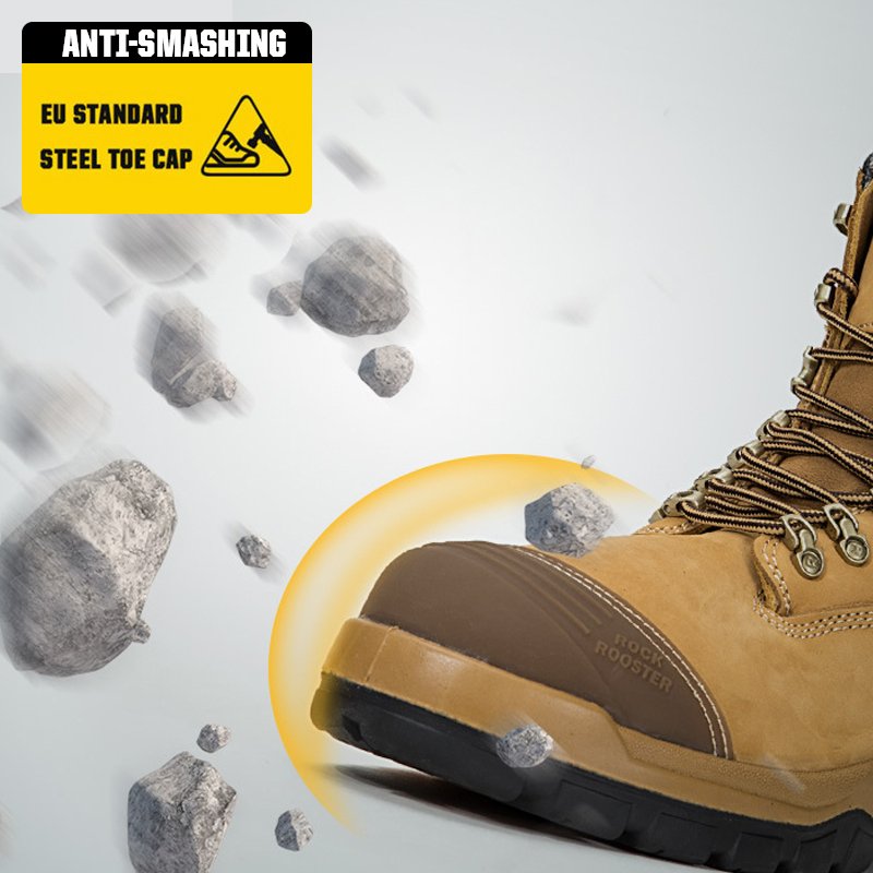 ROCKROOSTER Leather Security Boots Industrial Boots Industrial Leather Boot Steel toe Work Shoes Mining Construction Shoe AK232