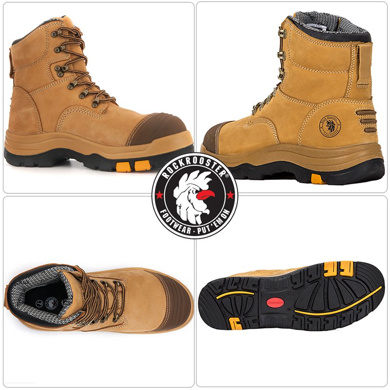 ROCKROOSTER Leather Security Boots Industrial Boots Industrial Leather Boot Steel toe Work Shoes Mining Construction Shoe AK232