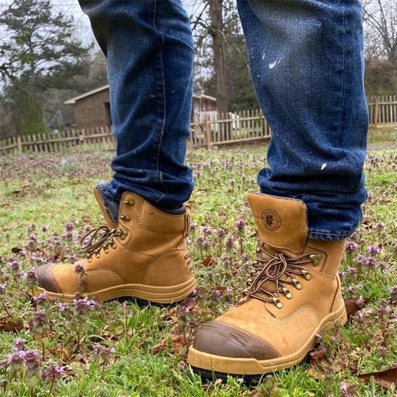 ROCKROOSTER Leather Security Boots Industrial Boots Industrial Leather Boot Steel toe Work Shoes Mining Construction Shoe AK232